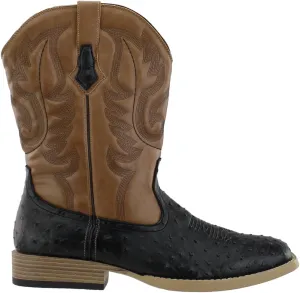 ROPER Mens Bumps Ostrich Square Toe Casual Boots Mid Calf - Brown, White