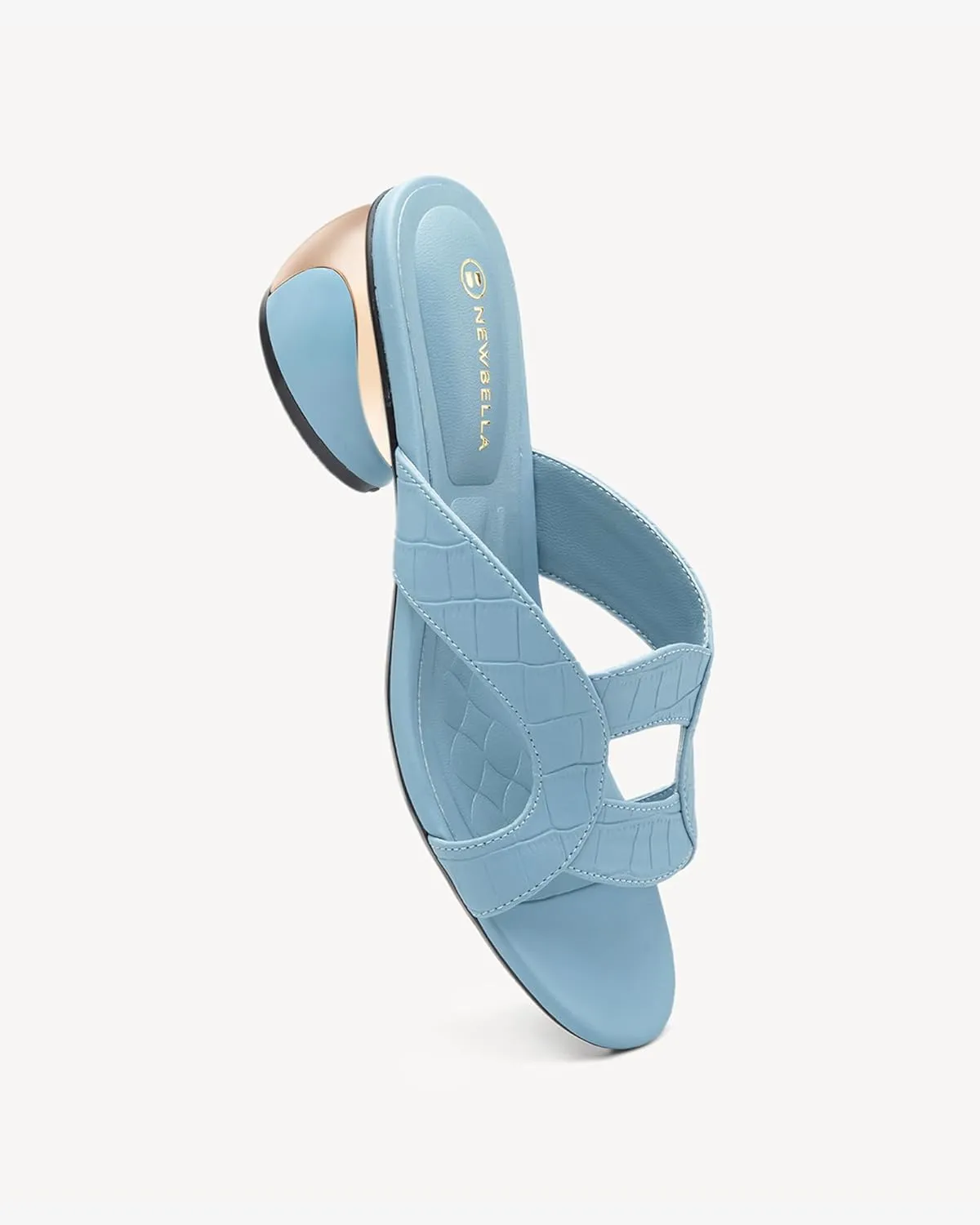 Round Toe Womens Sandals, Open Toe Heeled Mules for Wide Feet