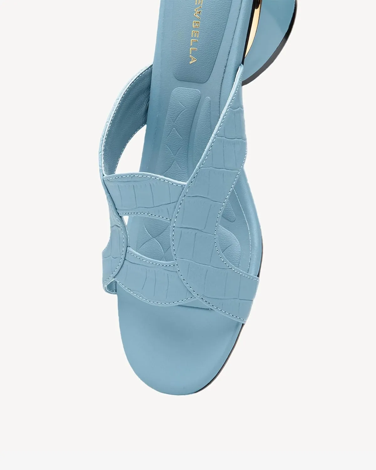 Round Toe Womens Sandals, Open Toe Heeled Mules for Wide Feet