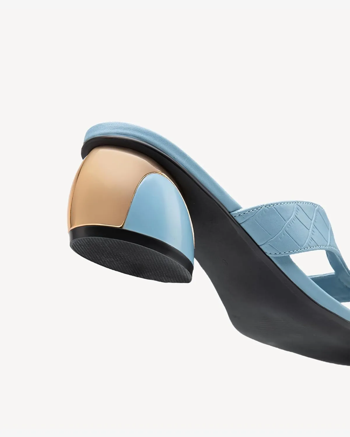 Round Toe Womens Sandals, Open Toe Heeled Mules for Wide Feet