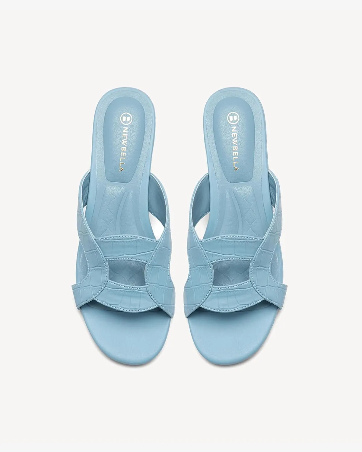 Round Toe Womens Sandals, Open Toe Heeled Mules for Wide Feet