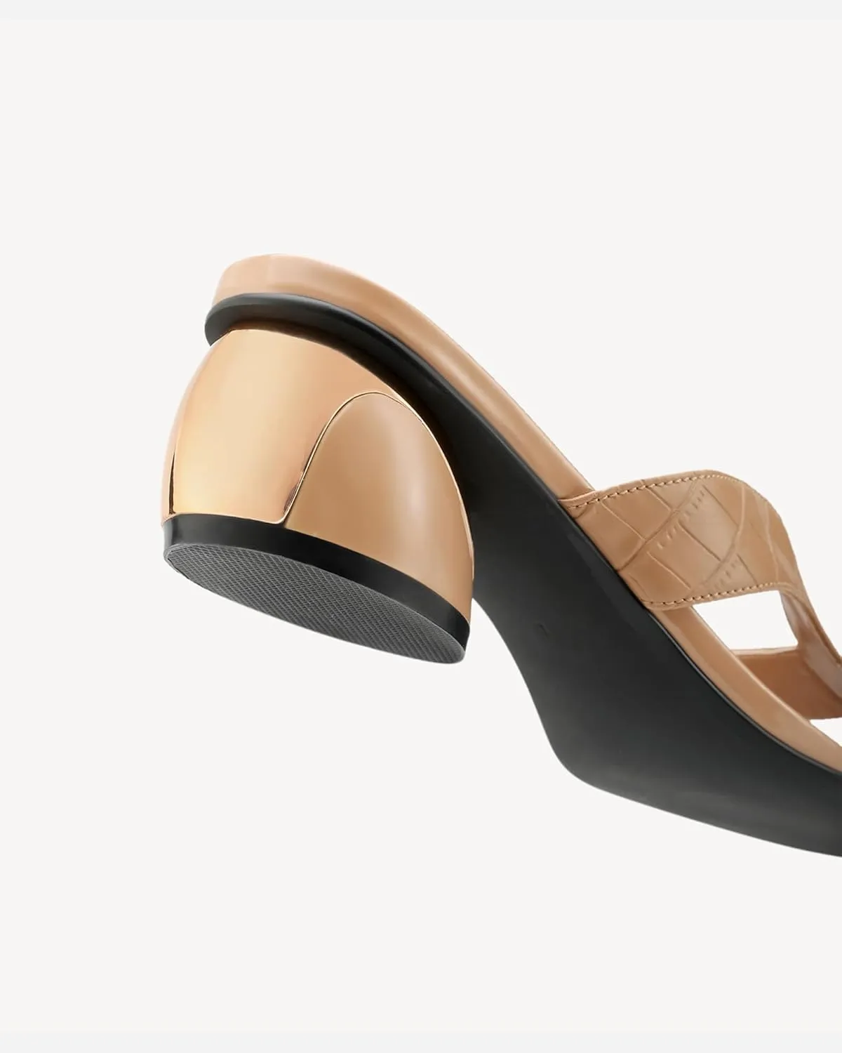 Round Toe Womens Sandals, Open Toe Heeled Mules for Wide Feet
