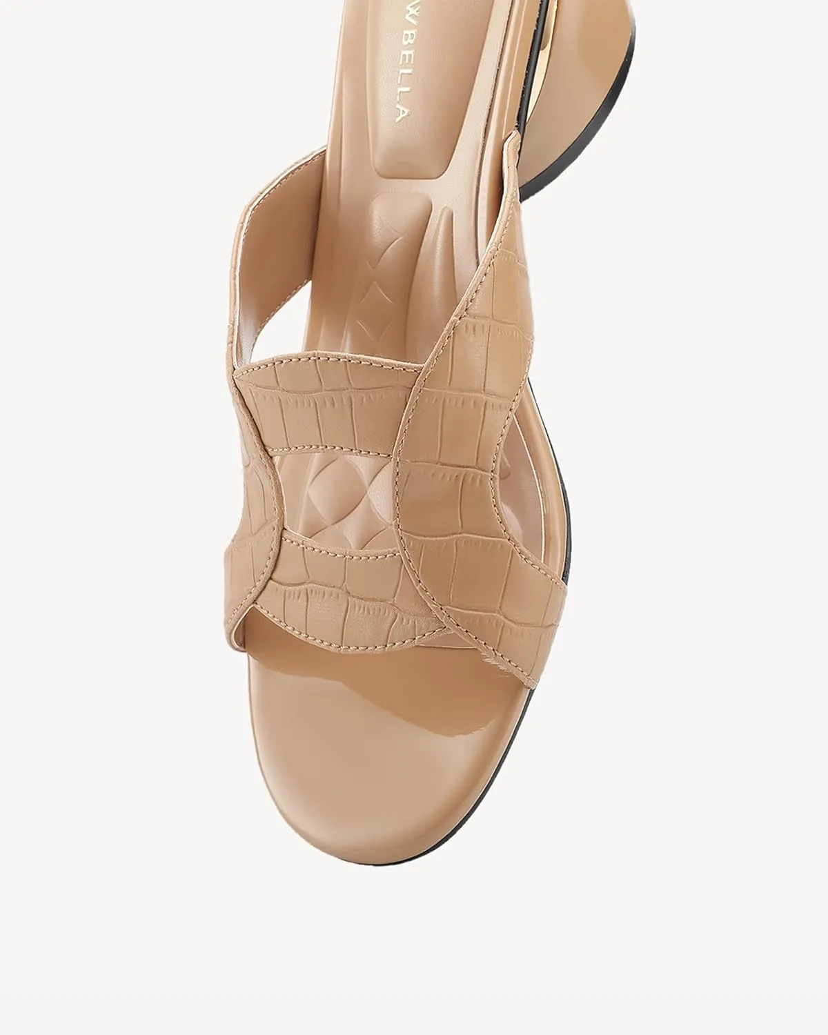 Round Toe Womens Sandals, Open Toe Heeled Mules for Wide Feet