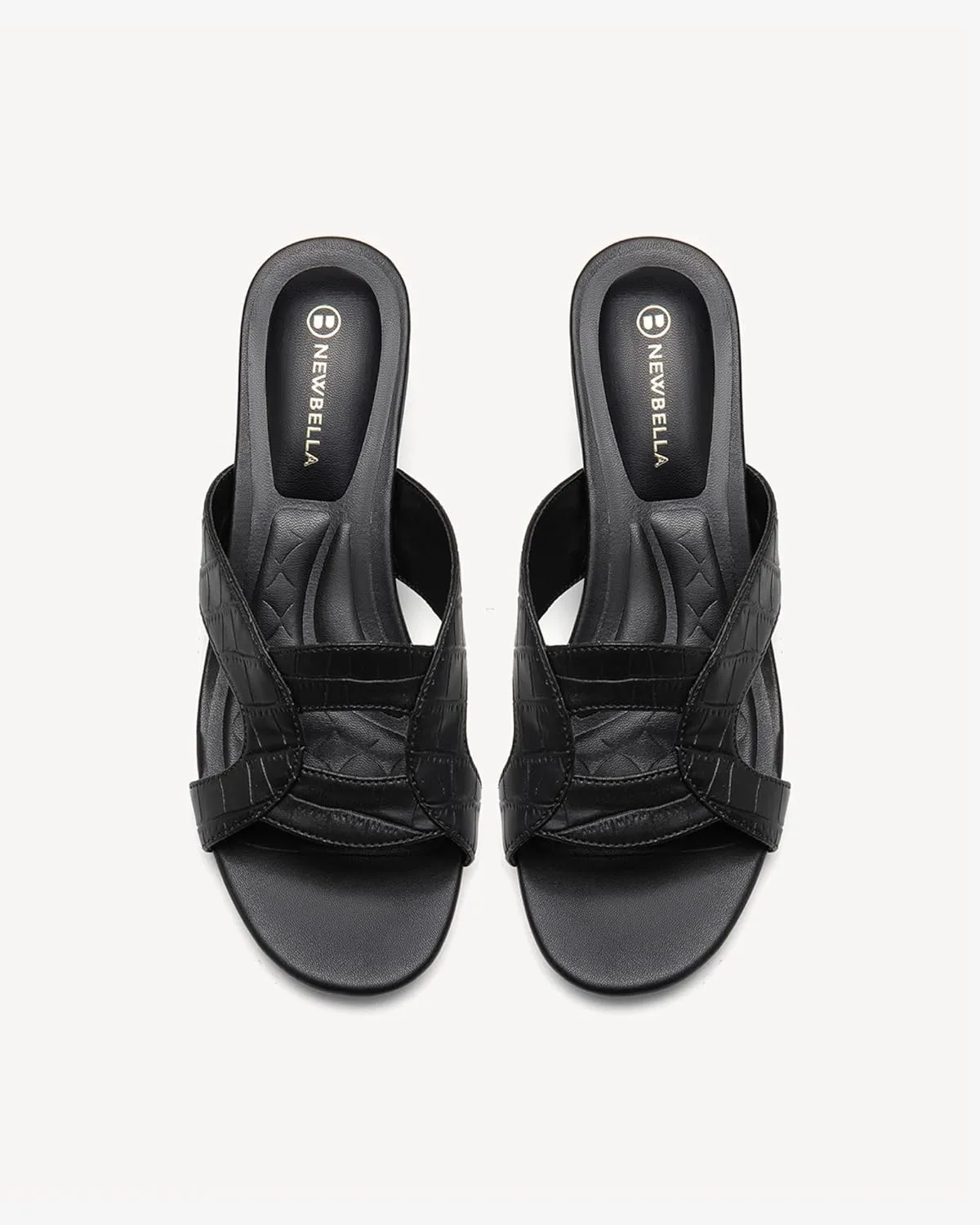 Round Toe Womens Sandals, Open Toe Heeled Mules for Wide Feet