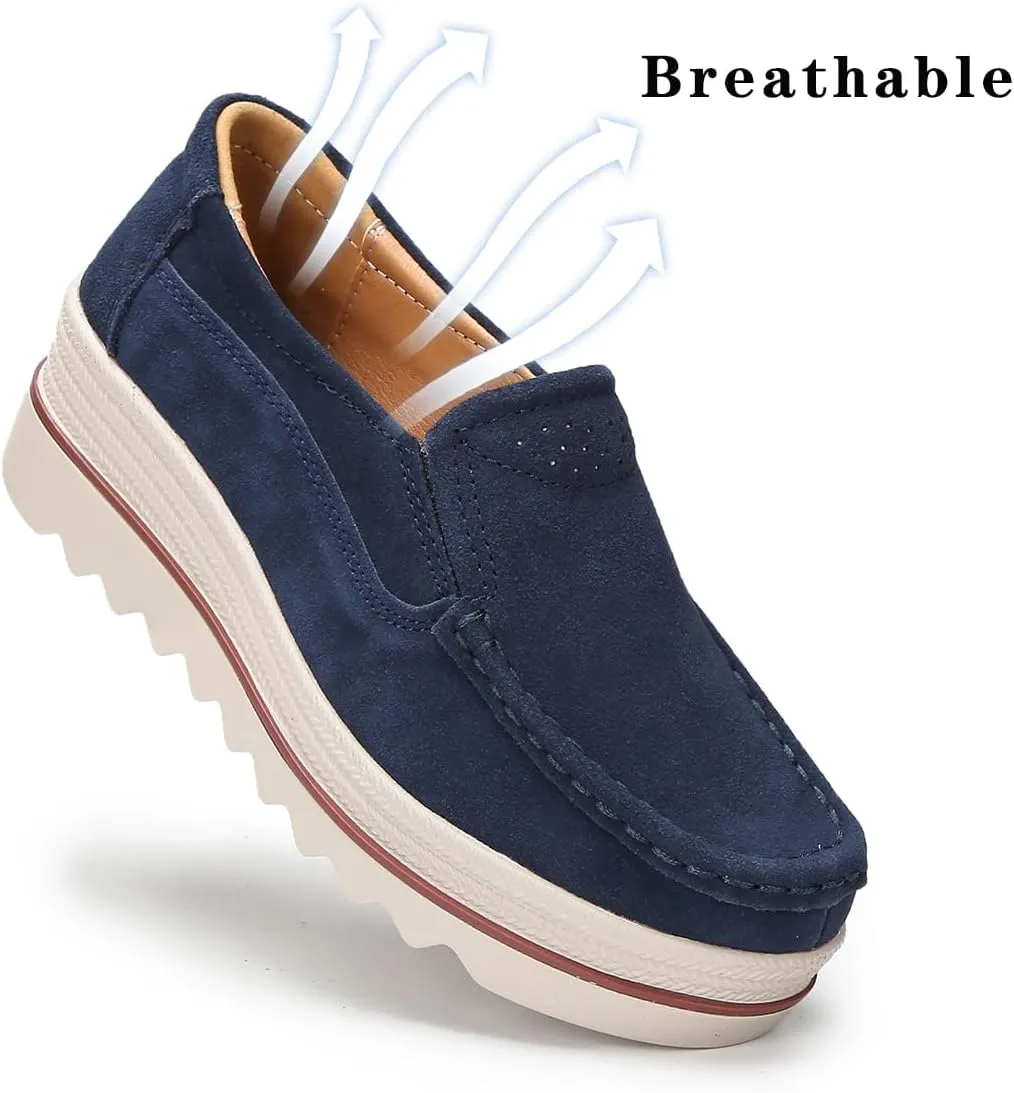 Ruiatoo Womens Slip on Loafers Comfortable Thick Soft Platform Shoes Business Casual Walking Shoes