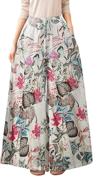 s Pants for Women Pants for Women Waist Straight Leg Pants Draw Rope lace-up Casual Cotton Wide Linen Pants Set Women