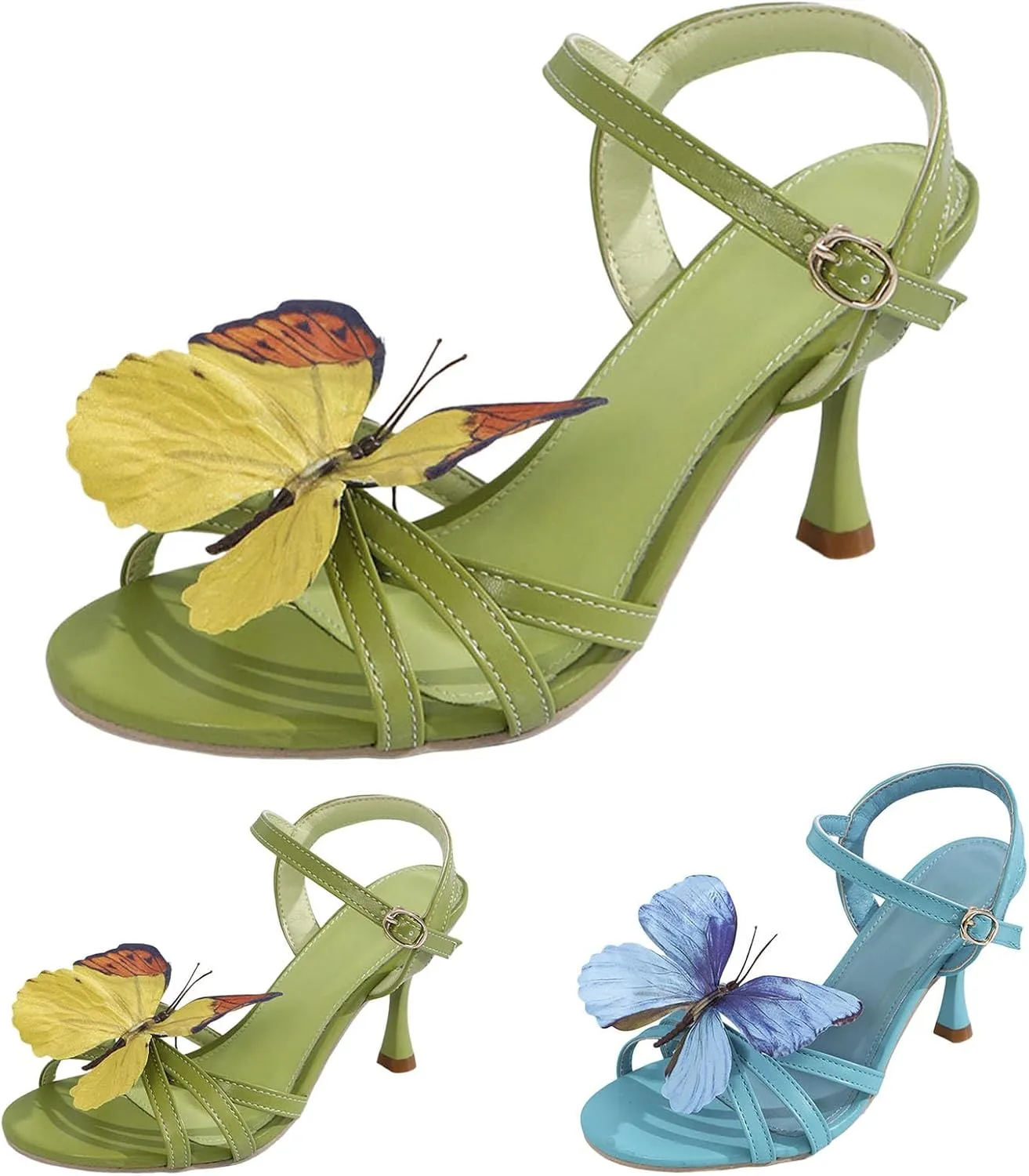 Sandals for Women 2025 Buckle Heels Stiletto Square Open Toe Sandals Mid Heeled Sandals Wedding Dress Shoes