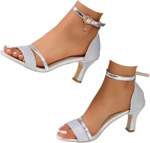Sandals for Women 2025 Buckle Heels Stiletto Square Open Toe Sandals Mid Heeled Sandals Wedding Dress Shoes