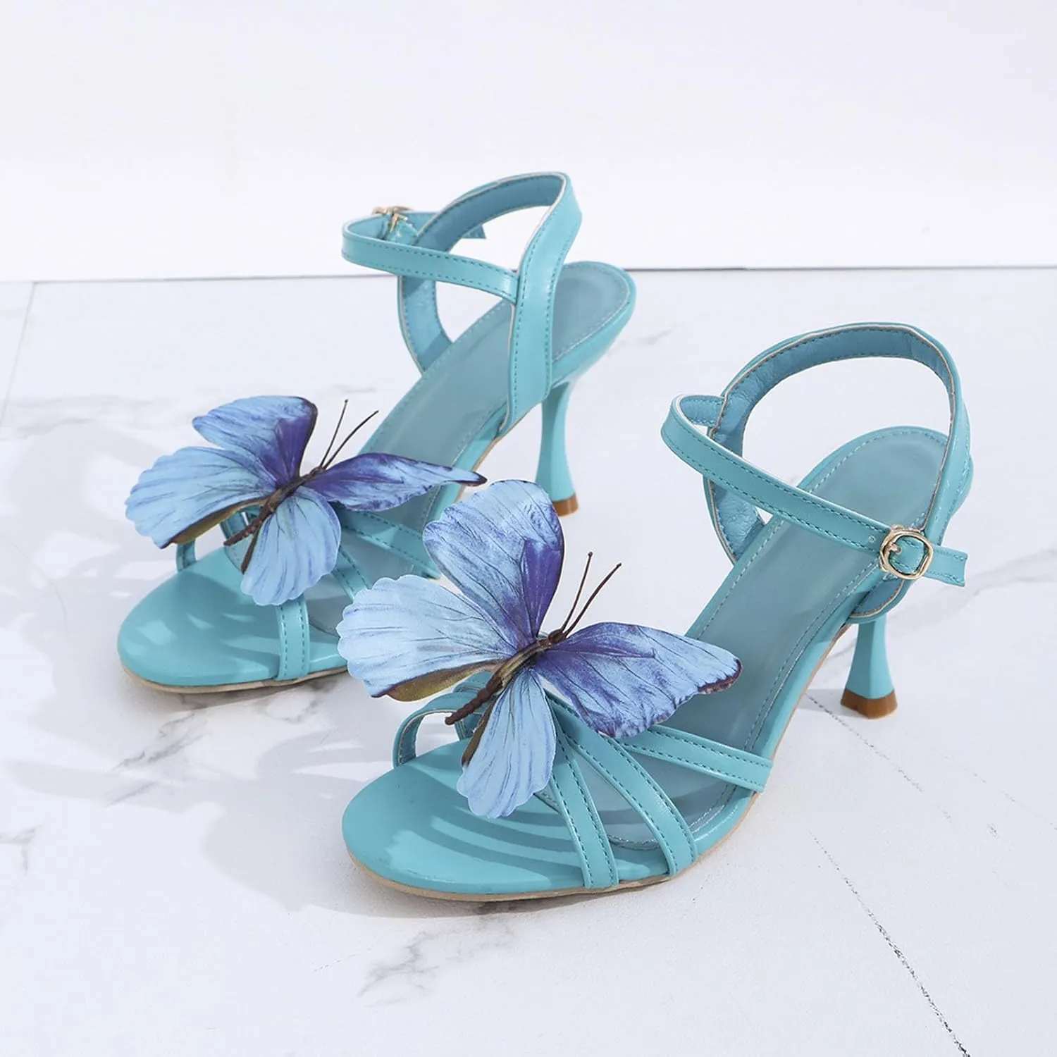 Sandals for Women 2025 Buckle Heels Stiletto Square Open Toe Sandals Mid Heeled Sandals Wedding Dress Shoes