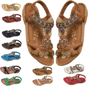 Sandals for Women Flats Shoes with Cushion Footbed Comfortable Casual Flats Sandals Summer Bohemia Flip Flops