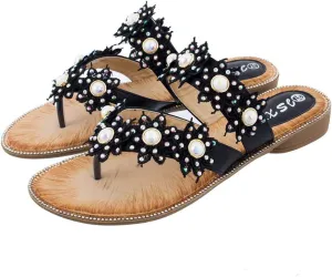 Sandals for Women Wide Width,Women's Comfy Flat Sandal Shoes Summer Beach Travel Fashion Slipper Flip Flops Shoes