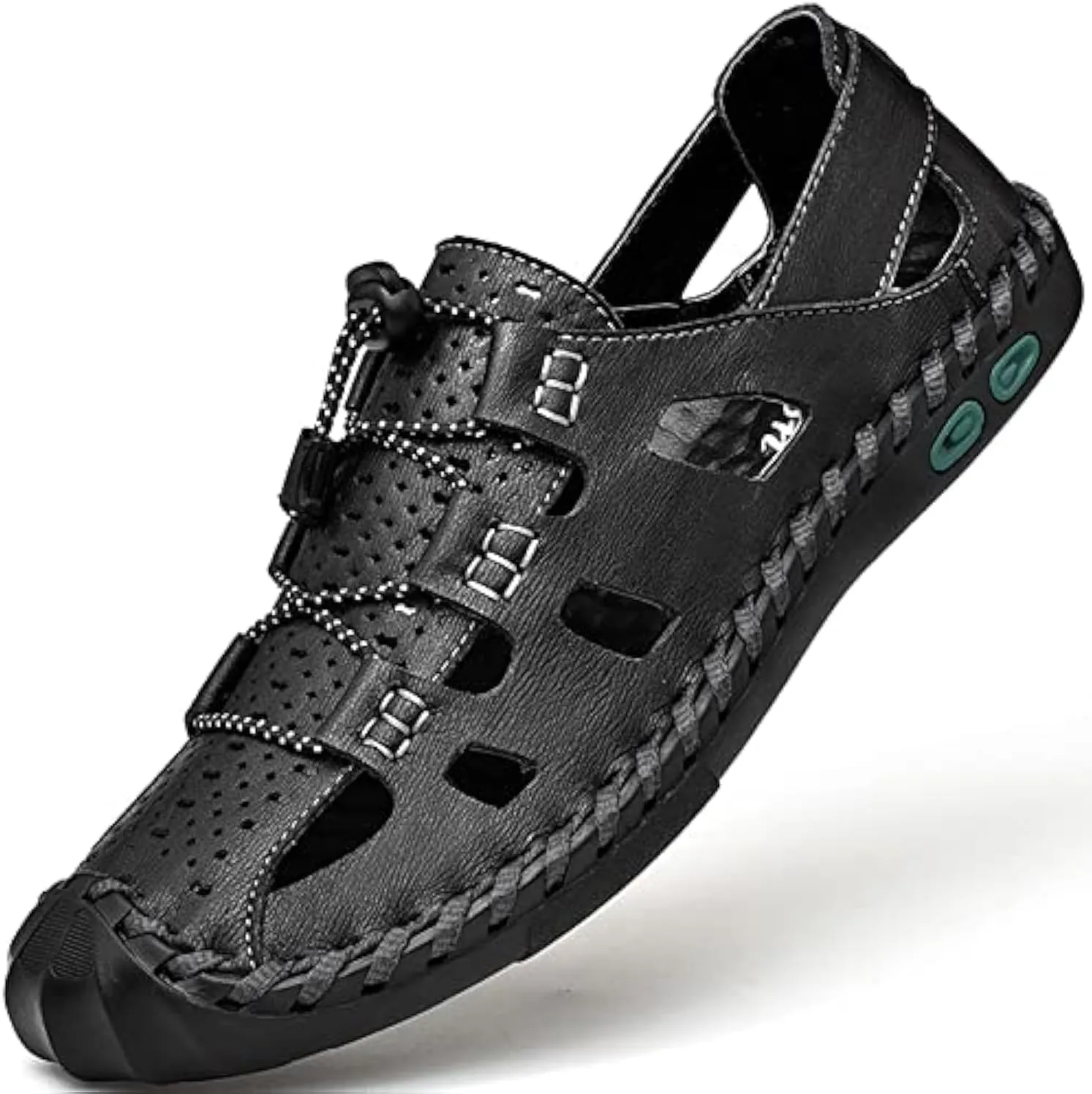 Sandals Man Slippers For Men Flip Flops Men's Closed Toe Summer Shoes Leather Breathable Outdoor Casual Shoe Beach Sport Hiking Work Male Brown Black Wide Big Size