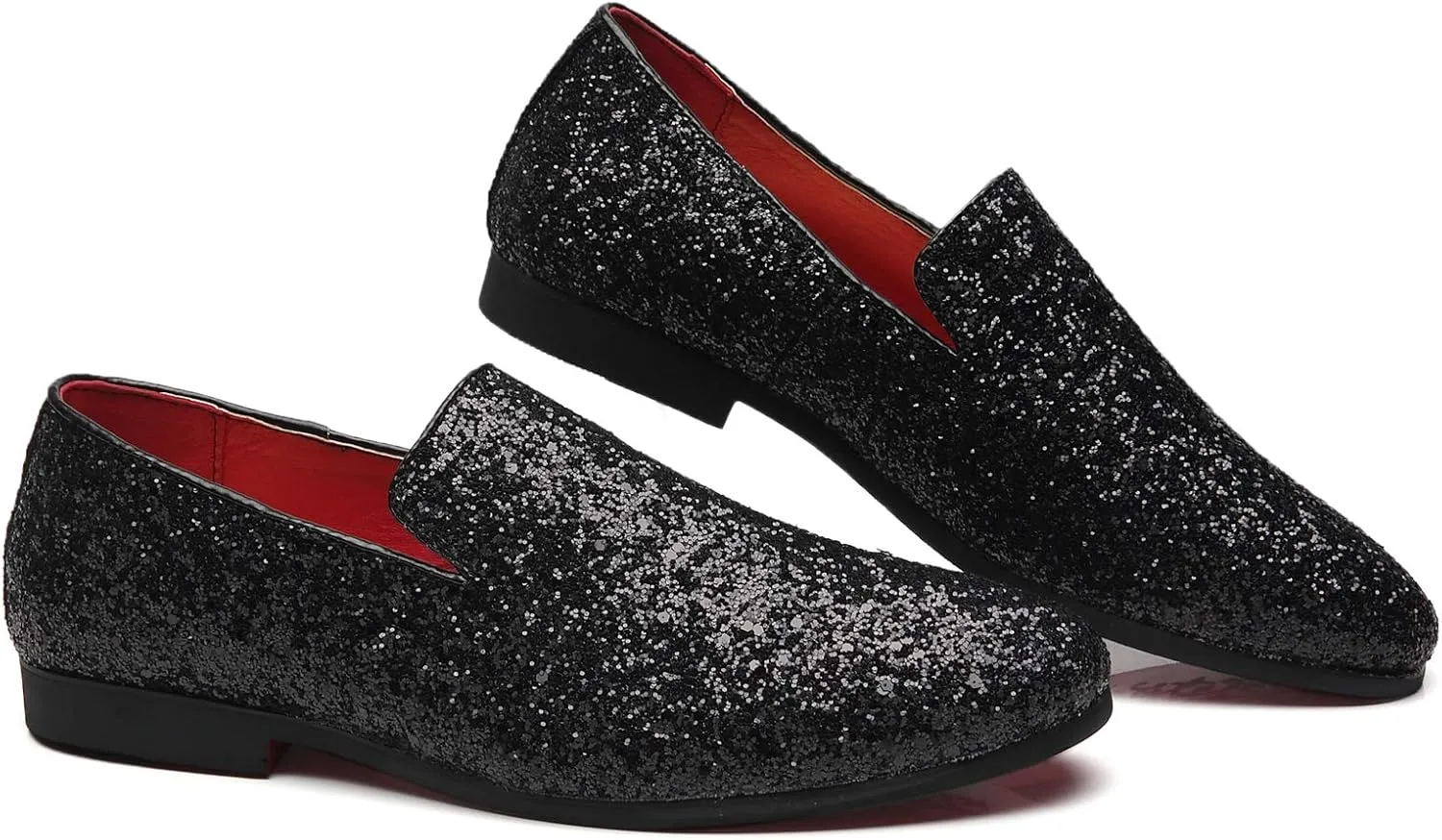 Santimon Mens Glitter Loafers Slip-On Dress Shoes – Sparkly Tuxedo & Suit Shoes for Weddings, Parties, and Formal Events