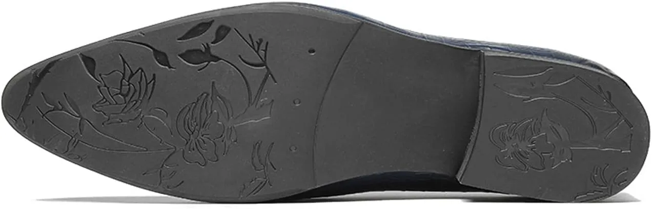 Santimon Men’s Slip-On Loafers Formal Dress Shoes – Crocodile-Embossed Leather Penny Loafers for Business Casual, Wedding & Evening Events