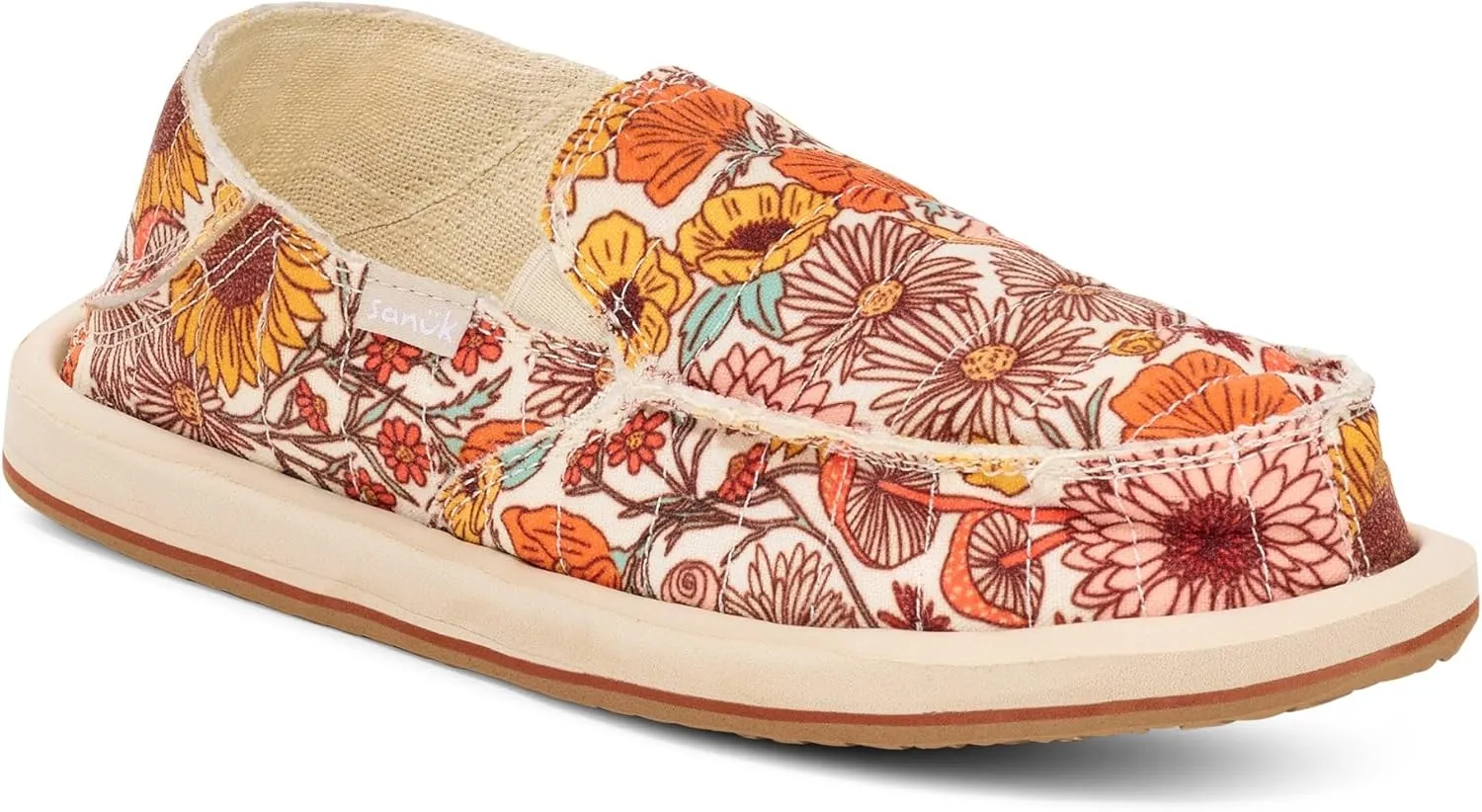 Sanuk Womens Donna Floral Quilt Loafers | Womens Shoes | Slip On Shoes for Women | Women's Slip-on Loafers | Memory Foam Footbed