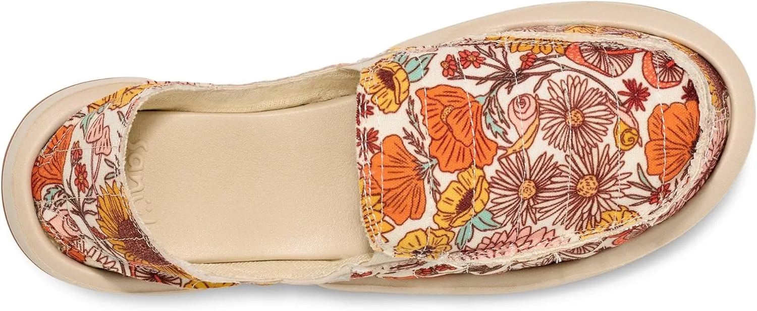 Sanuk Womens Donna Floral Quilt Loafers | Womens Shoes | Slip On Shoes for Women | Women's Slip-on Loafers | Memory Foam Footbed