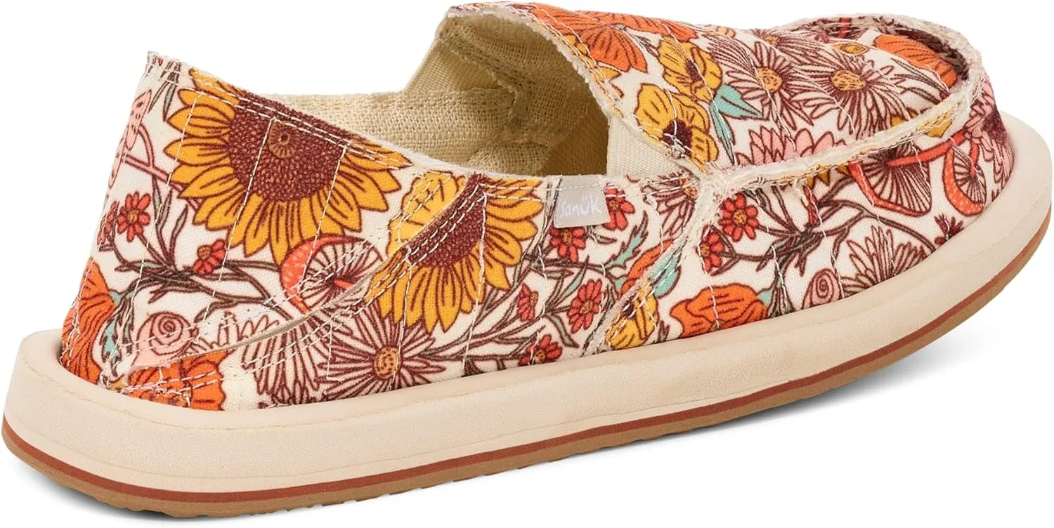 Sanuk Womens Donna Floral Quilt Loafers | Womens Shoes | Slip On Shoes for Women | Women's Slip-on Loafers | Memory Foam Footbed