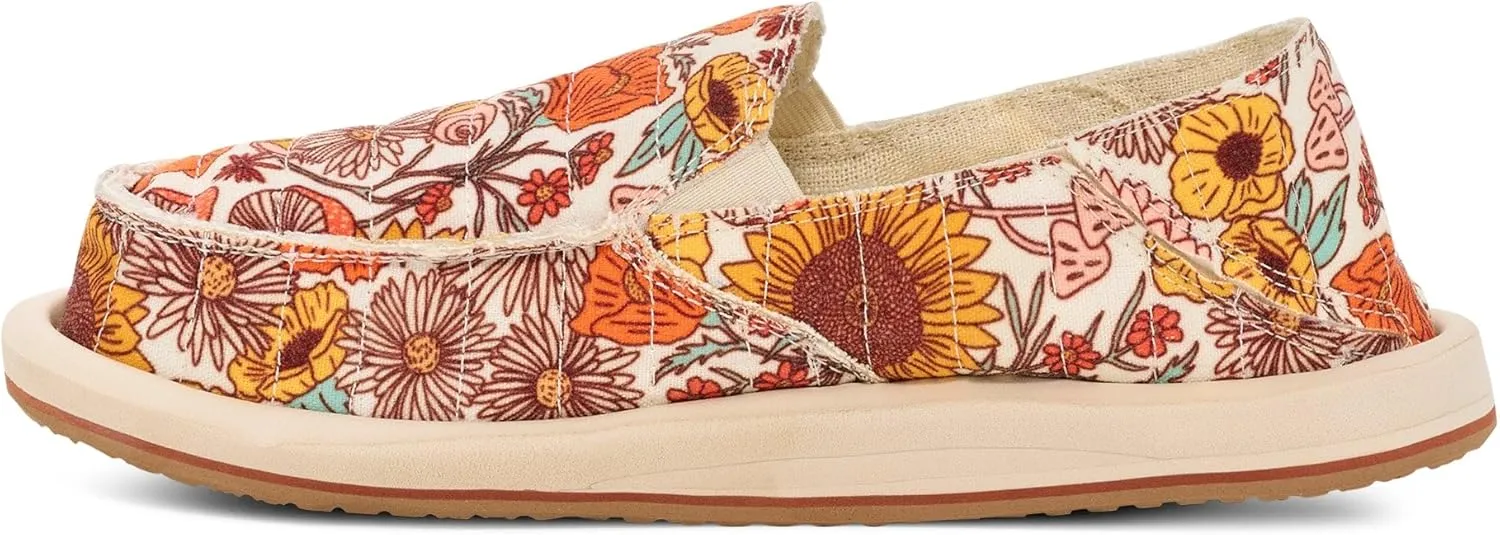 Sanuk Womens Donna Floral Quilt Loafers | Womens Shoes | Slip On Shoes for Women | Women's Slip-on Loafers | Memory Foam Footbed
