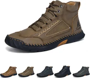 sawbehind mens boots,men's comfortable handmade leather boots, spacious toe box outdoor shoes,Boots Wide, Waterproof, Arch Support