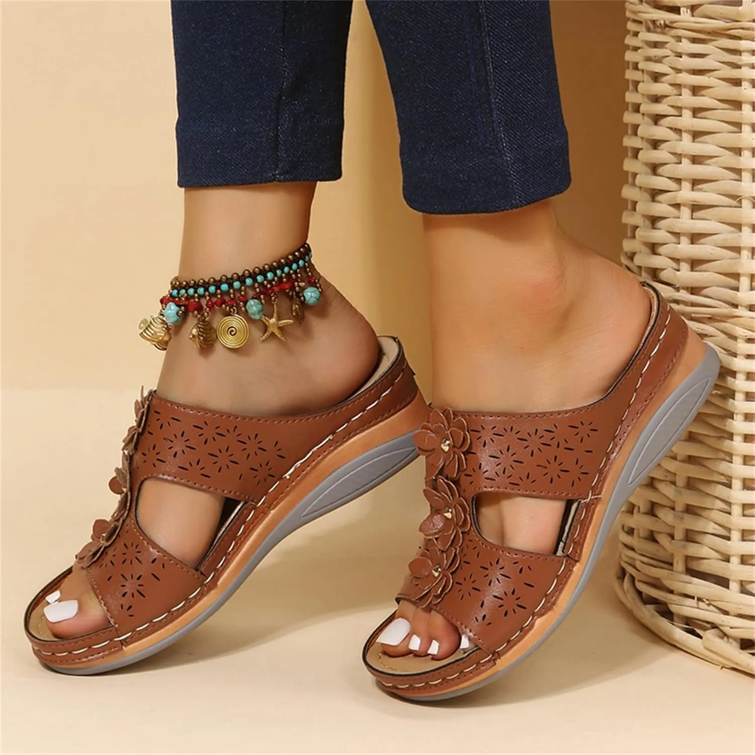 SBGMoSJ Diabetic Shoes for Women Most Comfortable Walking Sandals Men's Brown Dressy Sandals Women Best Flip Flops for Walking All Day Women Orthopedic Walking Shoes Slip On Tie Up Sandals