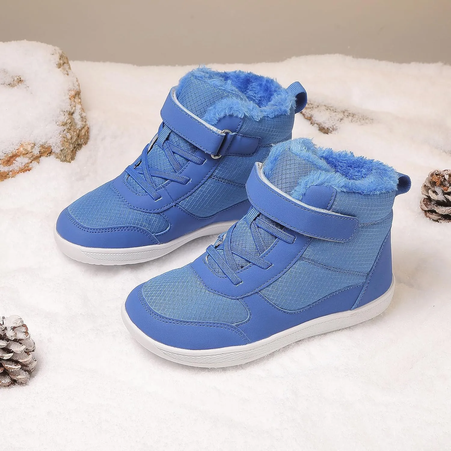 SECHRITE Toddler Kids Wide Barefoot Winter Boots High Top Girls Boys Warm Snow Boots Waterproof Non-Slip Minimalist Boots| Natural Growth