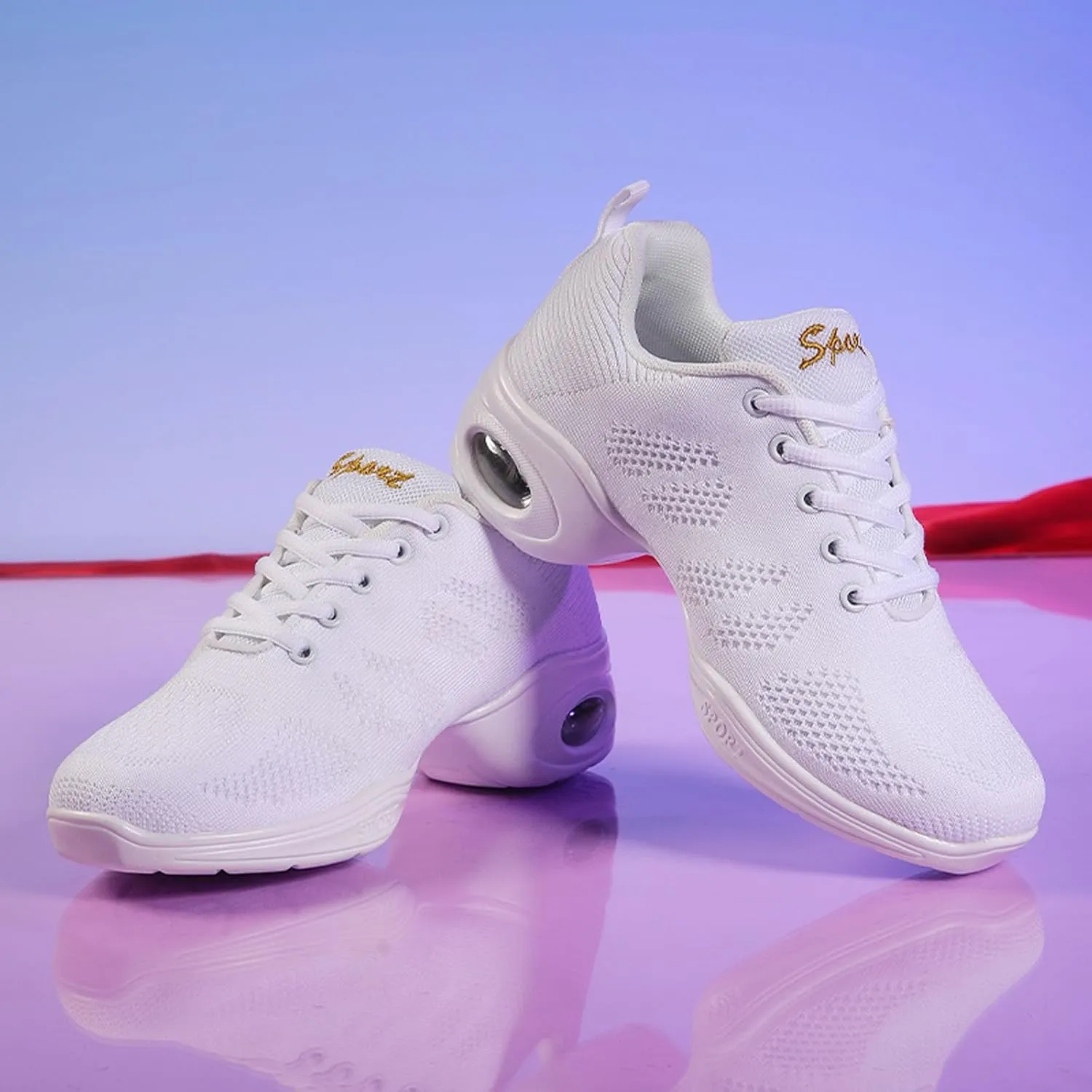 SECHRITE Womens Mens Jazz Dance Sneakers Lace Up Split Sole Dance Shoes