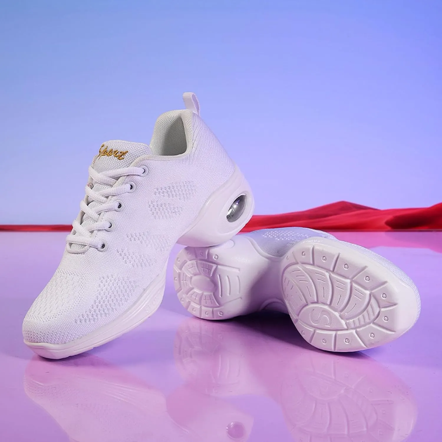 SECHRITE Womens Mens Jazz Dance Sneakers Lace Up Split Sole Dance Shoes