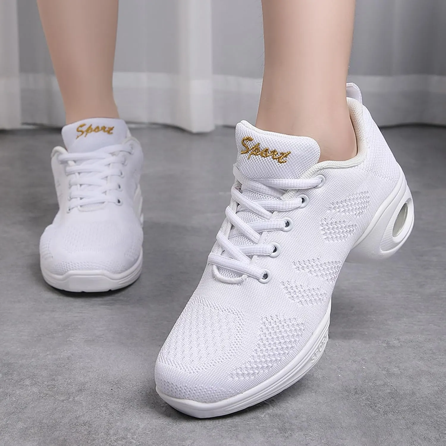 SECHRITE Womens Mens Jazz Dance Sneakers Lace Up Split Sole Dance Shoes