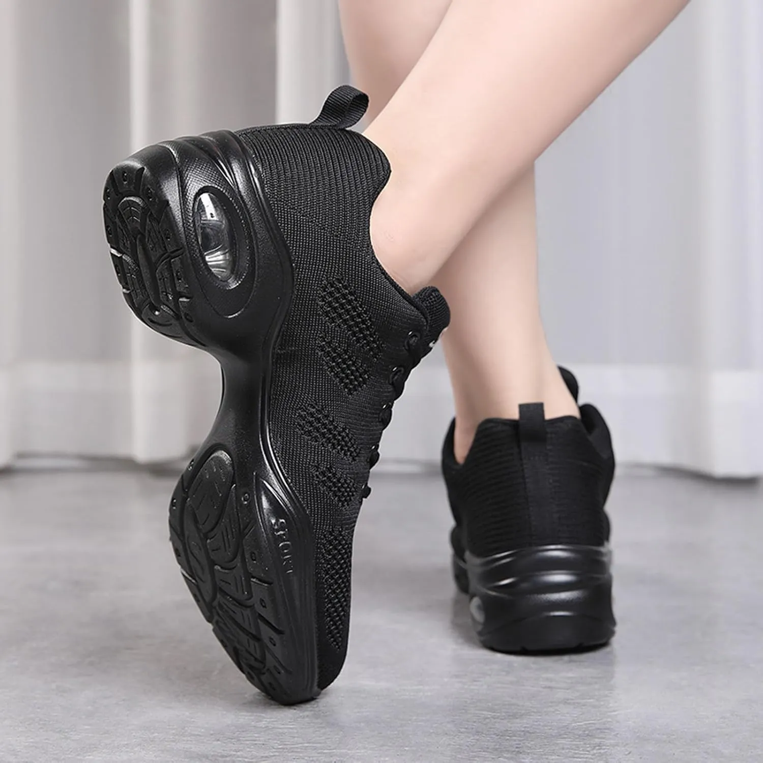 SECHRITE Womens Mens Jazz Dance Sneakers Lace Up Split Sole Dance Shoes
