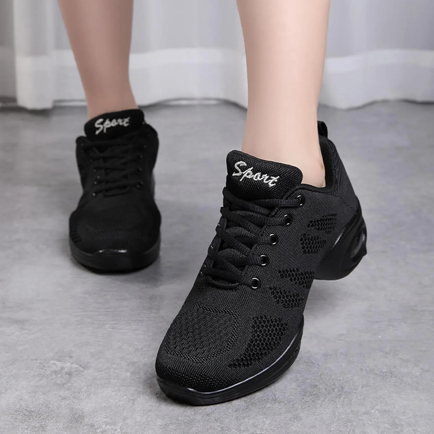 SECHRITE Womens Mens Jazz Dance Sneakers Lace Up Split Sole Dance Shoes