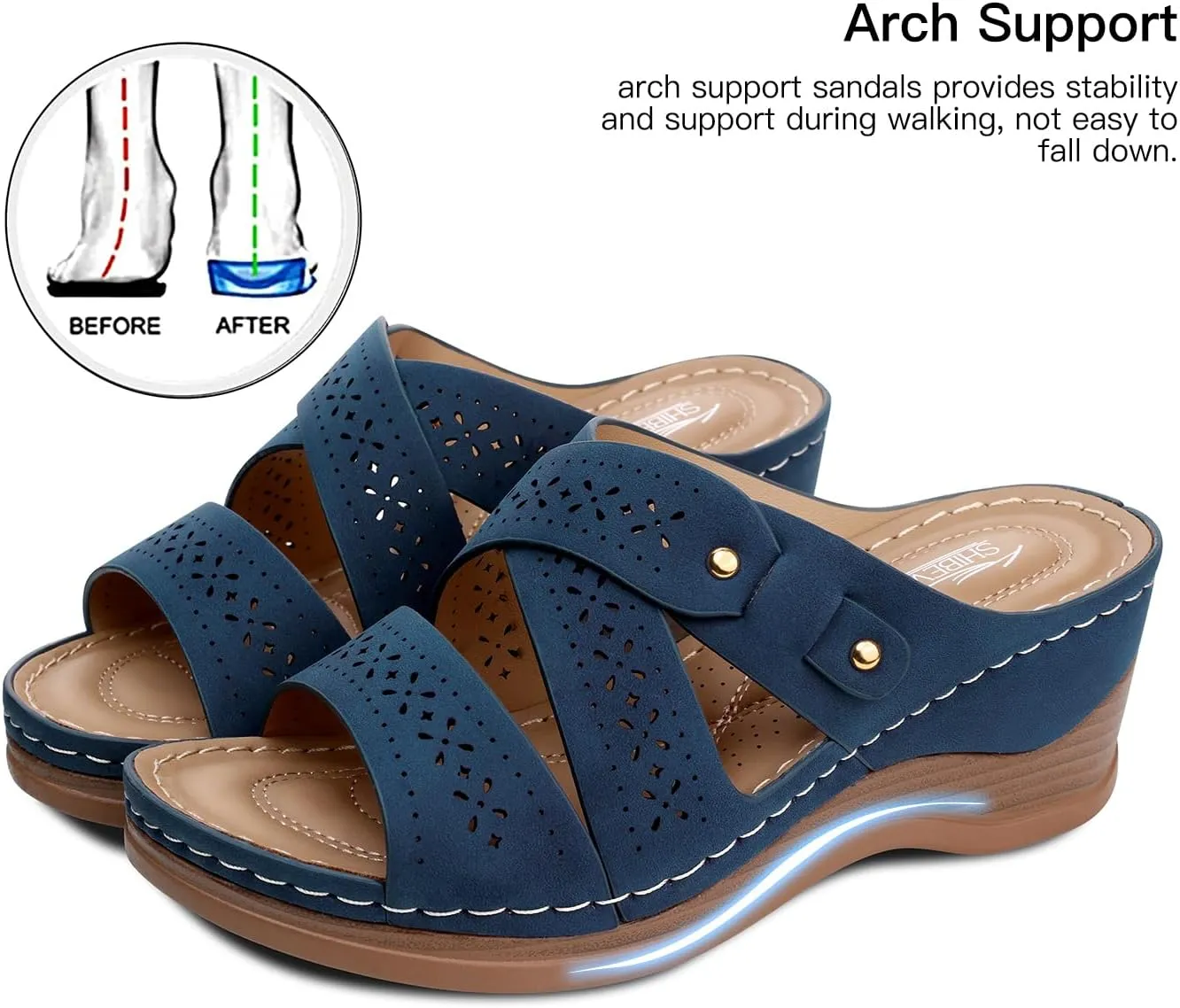 SHIBEVER Wedge Sandals Women Summer: Comfortable Open Toe Dressy Platform Sandal Shoes