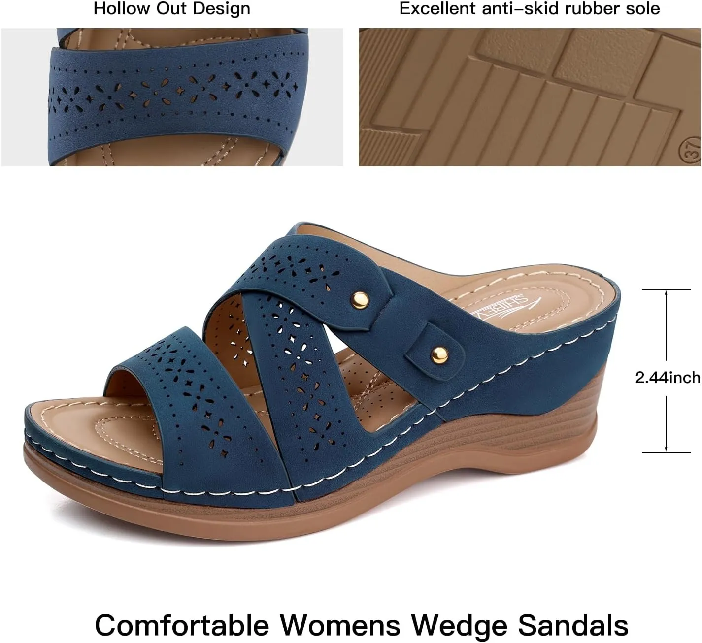 SHIBEVER Wedge Sandals Women Summer: Comfortable Open Toe Dressy Platform Sandal Shoes