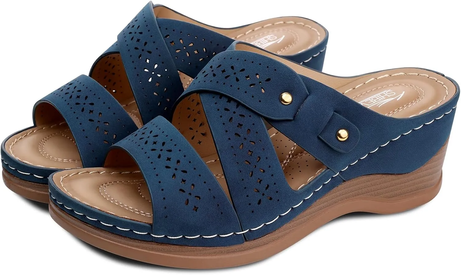 SHIBEVER Wedge Sandals Women Summer: Comfortable Open Toe Dressy Platform Sandal Shoes
