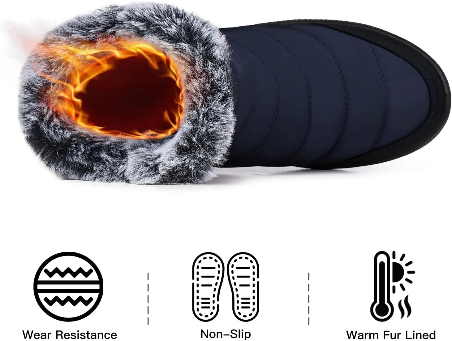 SHIBEVER Winter Boots For Women Snow: Warm Fur Lined Waterproof Ankle Boots - Outdoor Walking Non Slip Booties