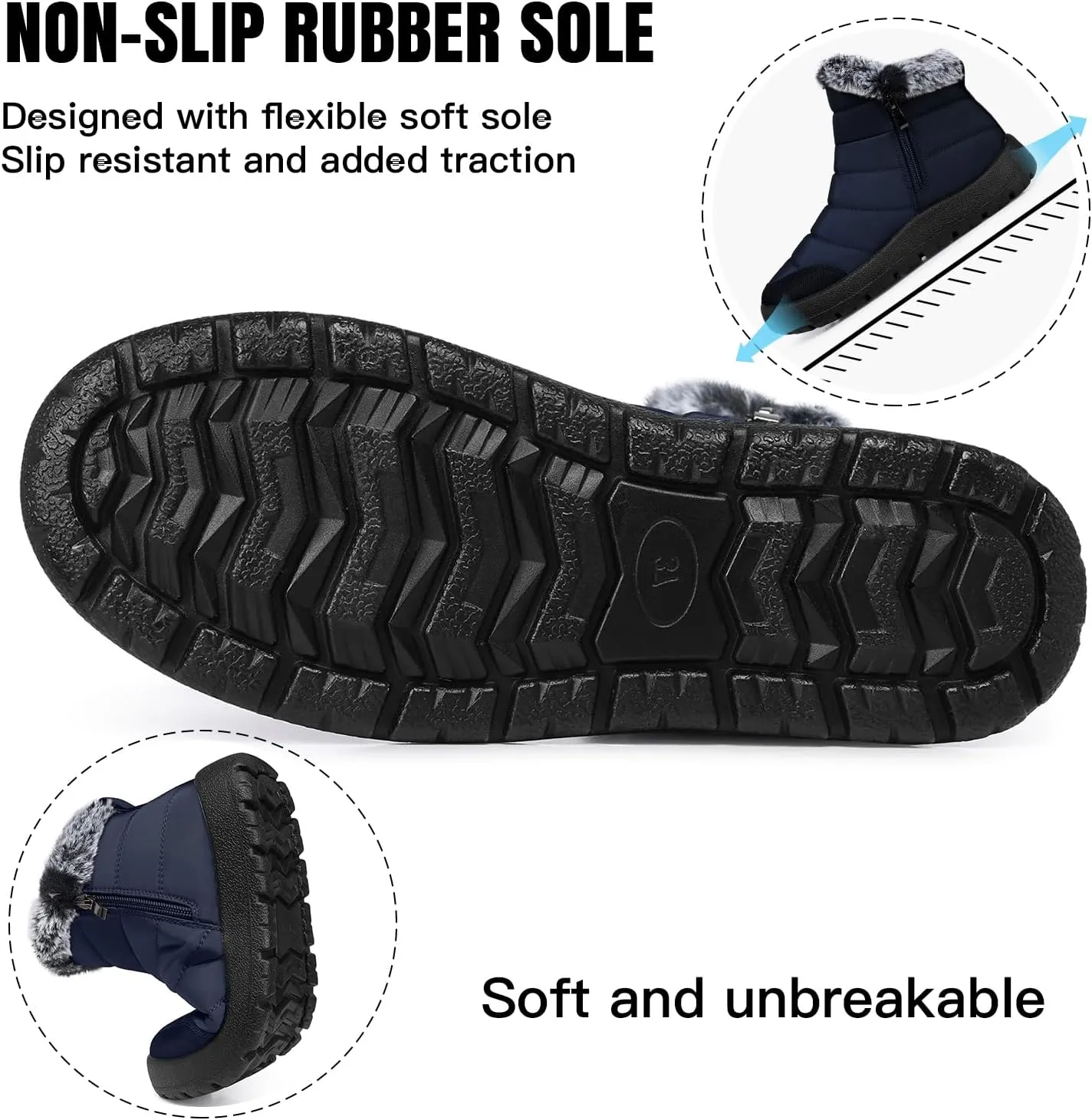 SHIBEVER Winter Boots For Women Snow: Warm Fur Lined Waterproof Ankle Boots - Outdoor Walking Non Slip Booties