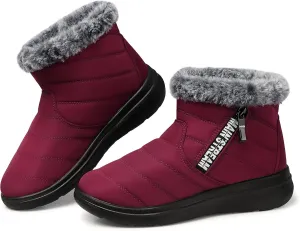 SHIBEVER Winter Waterproof Boots for Women: Snow Womens Ankle Fur Lined Shoes Slip On Warm Insulated Winter Boot
