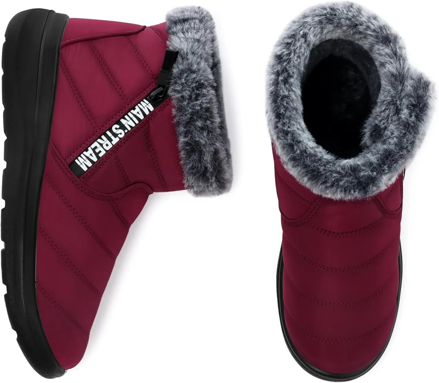 SHIBEVER Winter Waterproof Boots for Women: Snow Womens Ankle Fur Lined Shoes Slip On Warm Insulated Winter Boot