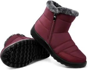 SHIBEVER Women Winter Snow Boots: Black Waterproof Walking Booties Non Slip Fur Lined Warm Outdoor Ankle Short Boot