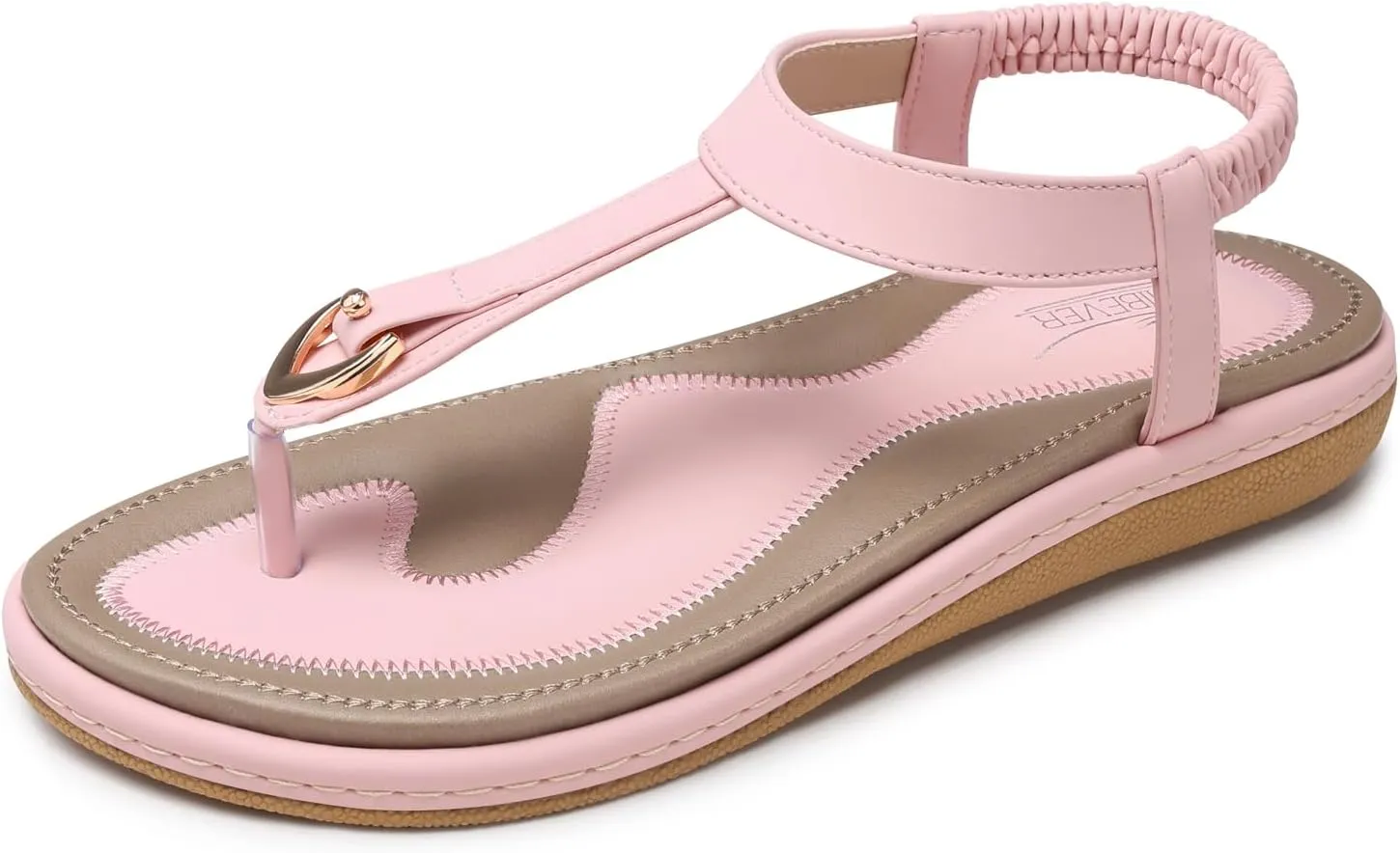 SHIBEVER Womens Sandals Summer Flat: Dressy Casual T-Strap Flip Flop Thong Flats Sandals - Comfortable Walking