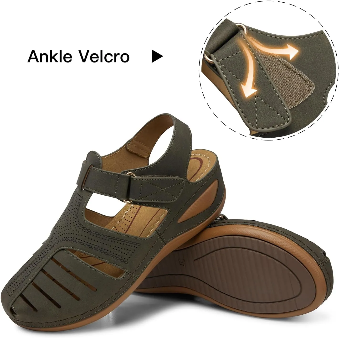 SHIBEVER Women's Wedge Sandals Summer: Closed Toe Sandals for Women Platform Dressy Wedge Size 5-11