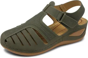 SHIBEVER Women's Wedge Sandals Summer: Closed Toe Sandals for Women Platform Dressy Wedge Size 5-11