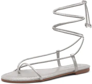 Shoe Land Women’s Flat Sandals – Comfortable Lace-Up Gladiator Sandals with Adjustable Ankle Wrap | Strappy Crisscross Open Toe Tie-Up Shoes for Summer, Beach & Travel