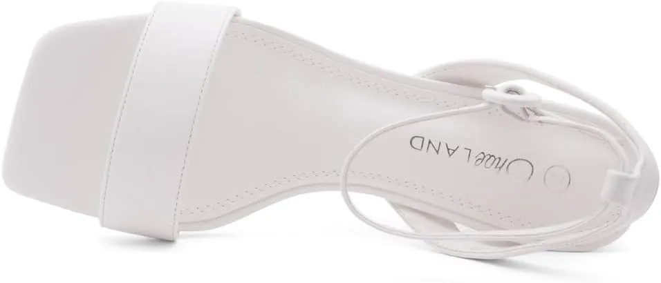Shoe Land Women's Low Heels Dressy Sandals for 2025-1 Inch Chunky Block Short Heels | Square Open Toe with Adjustable Ankle Strap | Wedding & Party Heeled Sandals