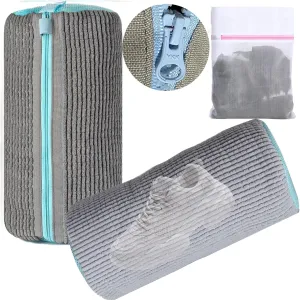 Shoe Laundry Bag for Washing Machine, 2 Unbloo Shoe Bags for Washing Machine & 1 Laundry Bag, Shoe Wash Machine Bag Sneaker Bag, Durable Washchamp Shoe Cleaning Bag for Tennis Canvas Sport Shoes(Grey)