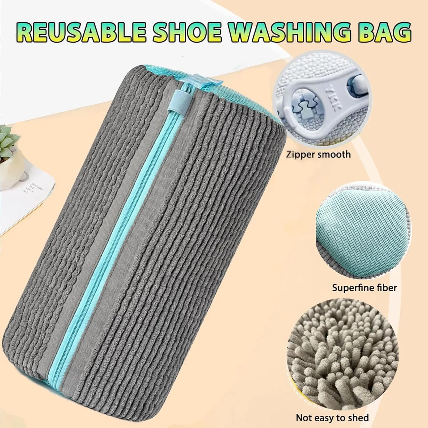 Shoe Laundry Bag for Washing Machine, 2 Unbloo Shoe Bags for Washing Machine & 1 Laundry Bag, Shoe Wash Machine Bag Sneaker Bag, Durable Washchamp Shoe Cleaning Bag for Tennis Canvas Sport Shoes(Grey)