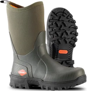 Showave Men's Mid Calf Rubber Work Boots Waterproof Rain Boot Insulated Mud Boots with Comfortable Sports Soles