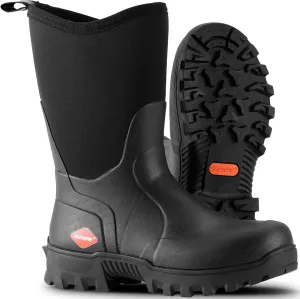 Showave Men's Mid Calf Rubber Work Boots Waterproof Rain Boot Insulated Mud Boots with Comfortable Sports Soles