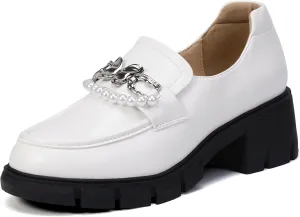 ShowHow Women's Chunky Loafers Platform Slip On Loafers Round Toe Lug Sole Loafers Business Casual Shoes for Women