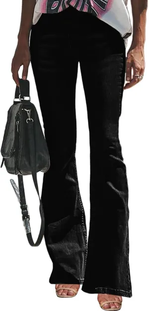 Sidefeel Women's High Waisted Bell Bottom Bootcut Jeans Flared Wide Leg Denim Pants