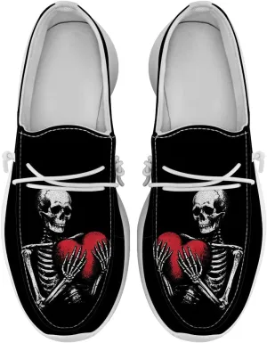Skull Shoes for Men Loafers Black Slip-on Shoes Gifts for Men Women